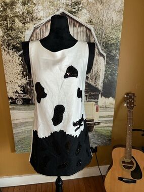 Authentic Louis Vuitton Black & White Sleeveless Patchwork dress